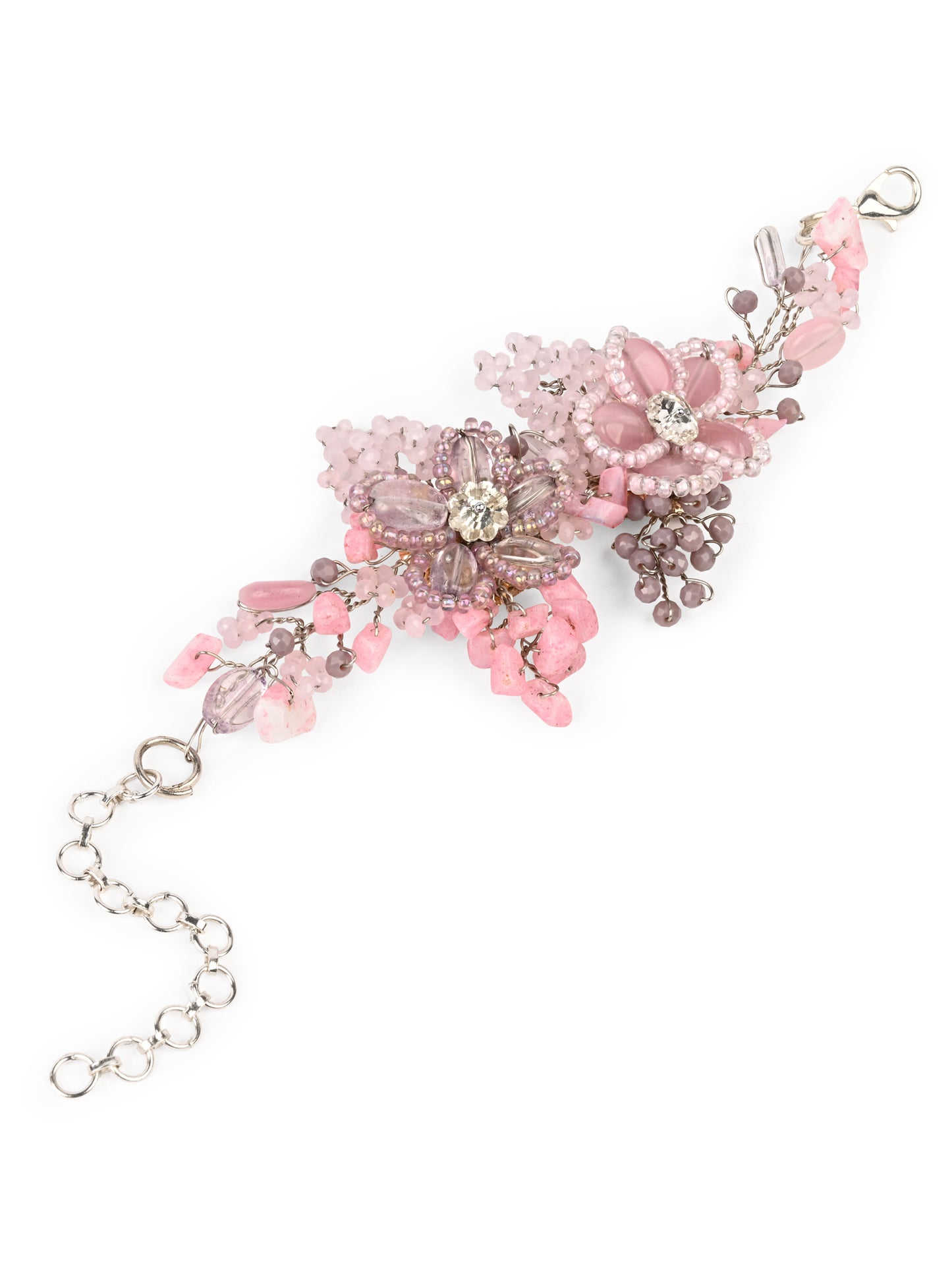 Lilac And Pink Flower Adjustable Bracelet