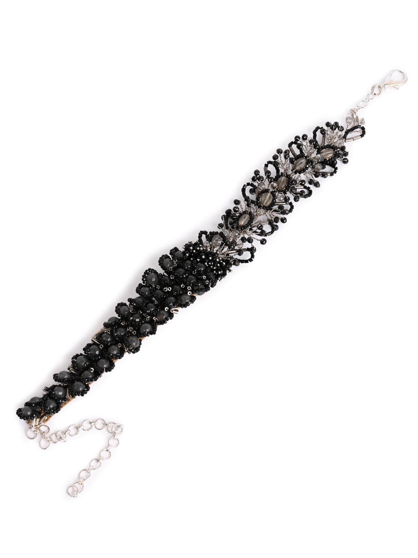 Jet Black Stone Crytal Silver Plated Cocktail Choker Necklace