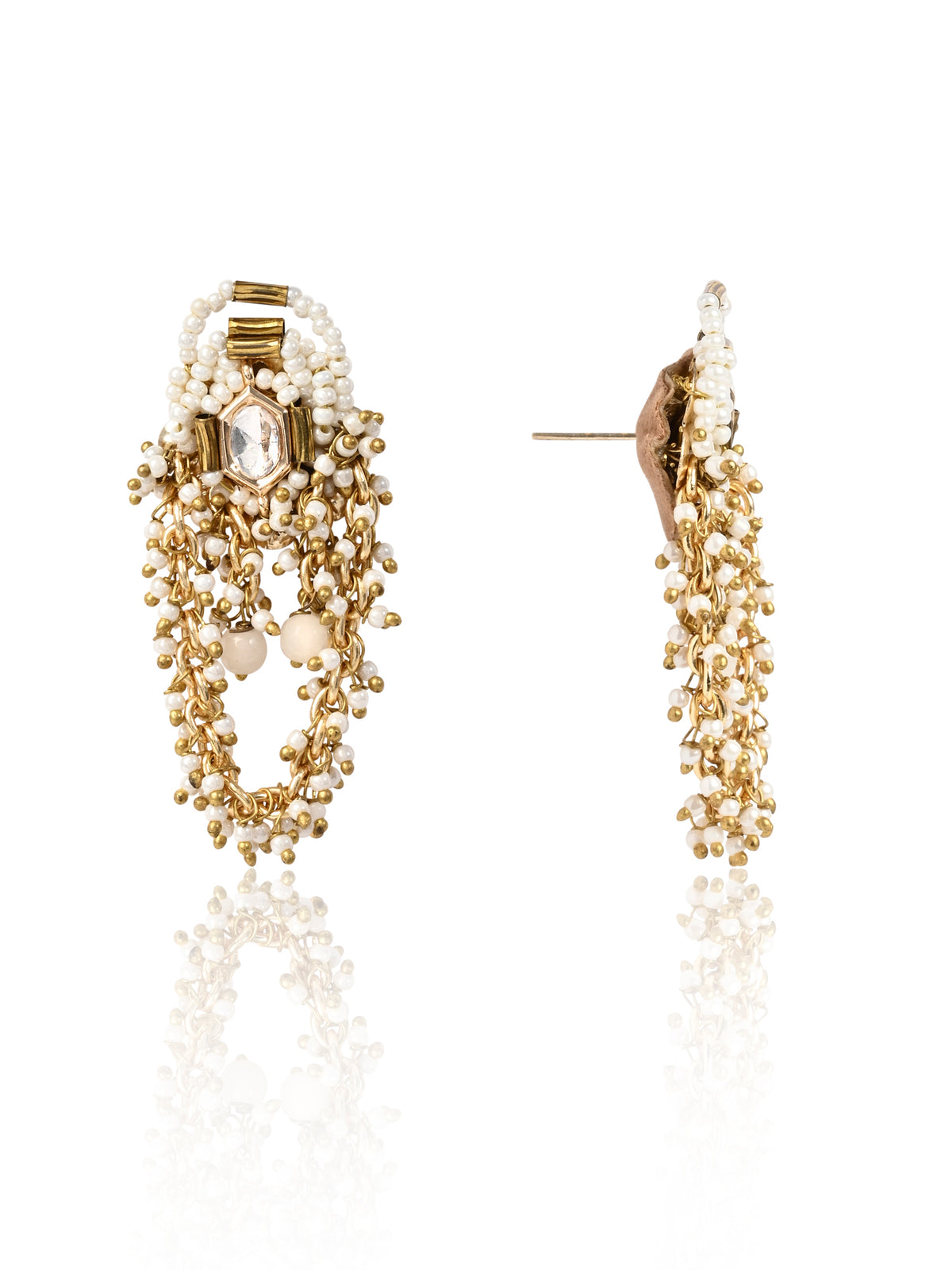 Gold-Toned Kundan Stud Earrings for Women Elegant Traditional Studs for Wedding & Festive Wear