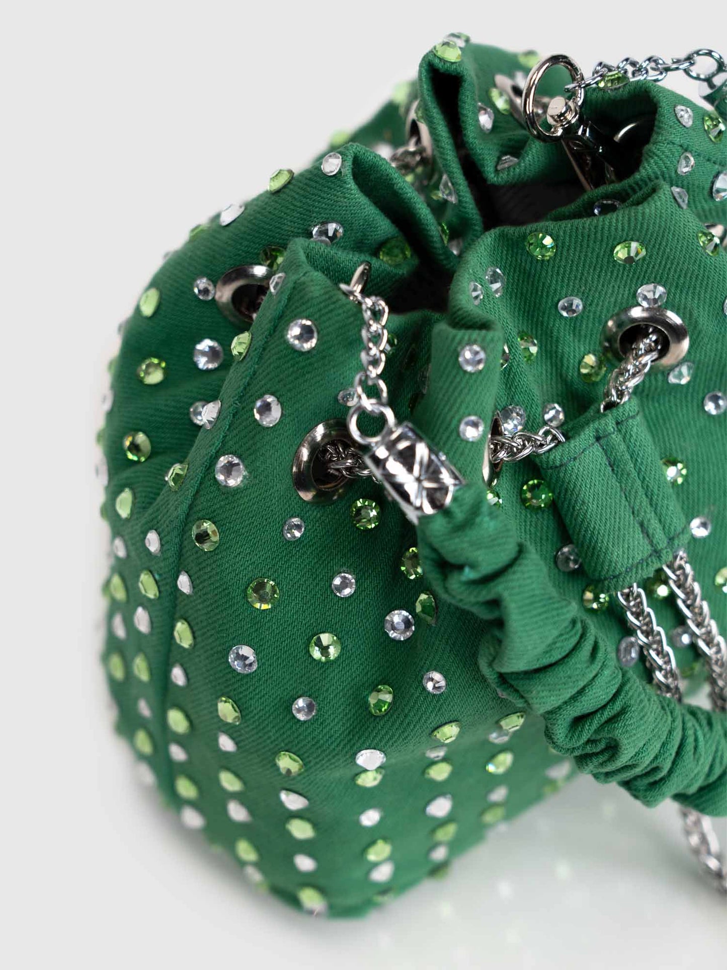 Stardust Denim Bucket Bag - Green