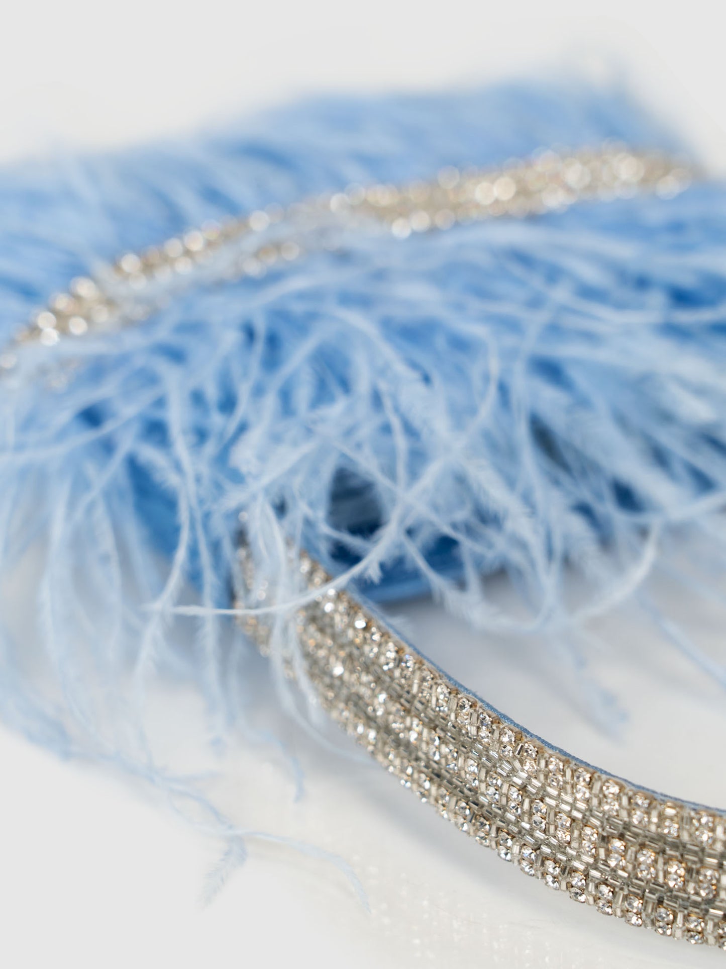 Feather Panache Top Handle Bag - Blue