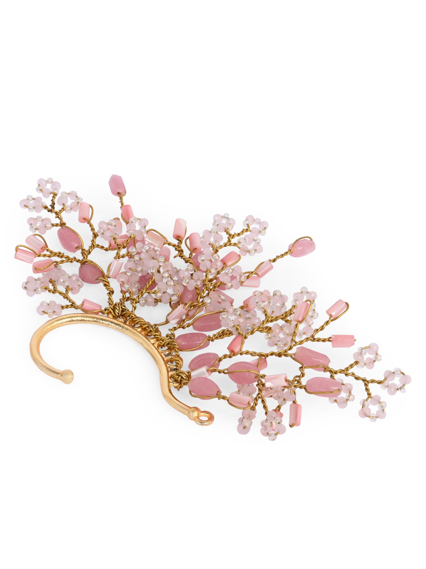 Pink Baby Pink Handmade Goldplated Earcuff For Women