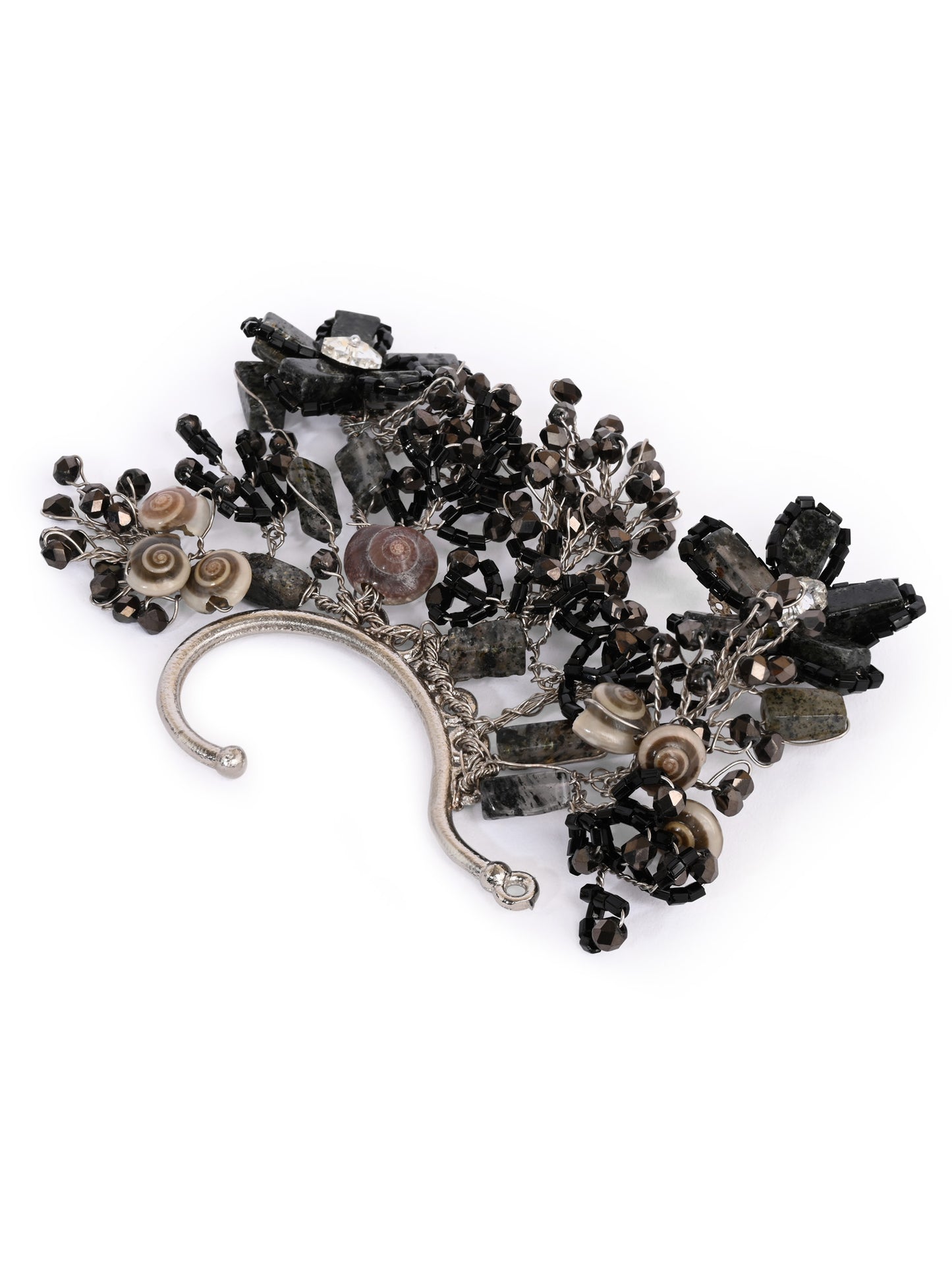 Balck Grey Stone Earcuff For Cocktail Party