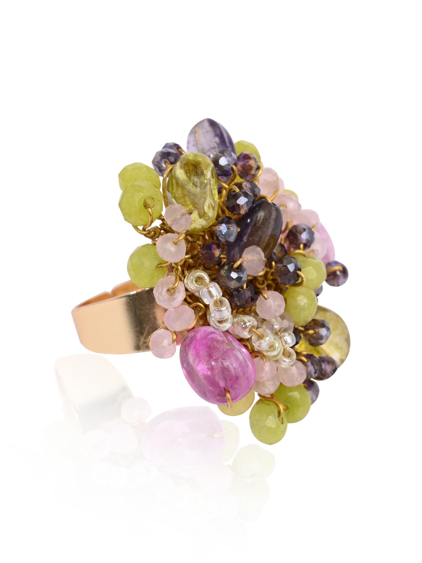 Colourful Stone Haldi Mehendi Wedding Adjustable Ring