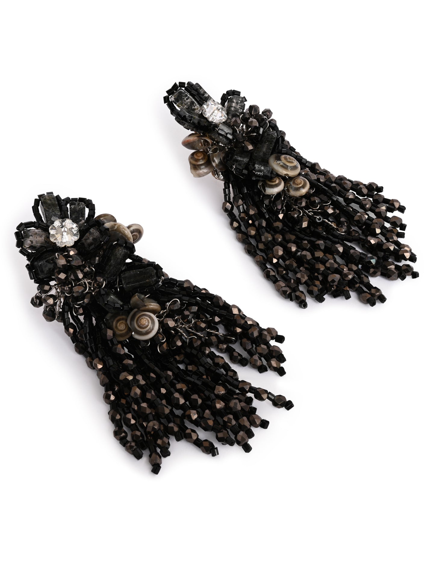 Jet Black Black Anti Tarnish Cocktail Statement Earrings