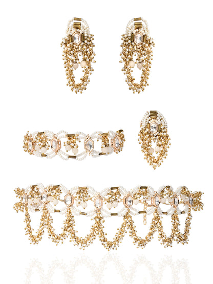 Pearl & Golden Kundan Choker Set Traditional Bridal Necklace Set  Wedding Jewellery for Bride, Bridesmaid & Wedding Guests