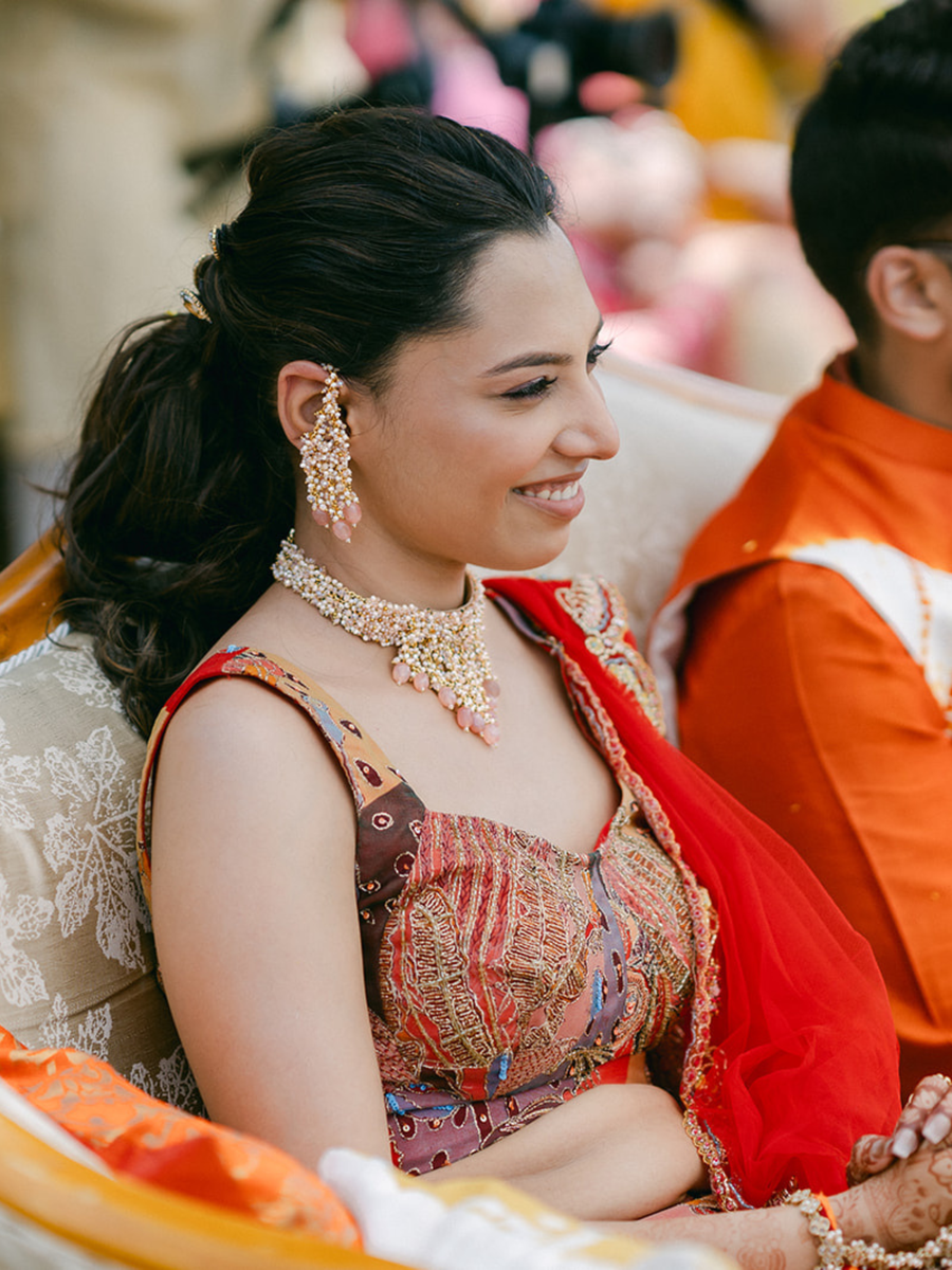 Banika Customised Orange-Gold Statement Jewelry Set FOR MEHENDI
