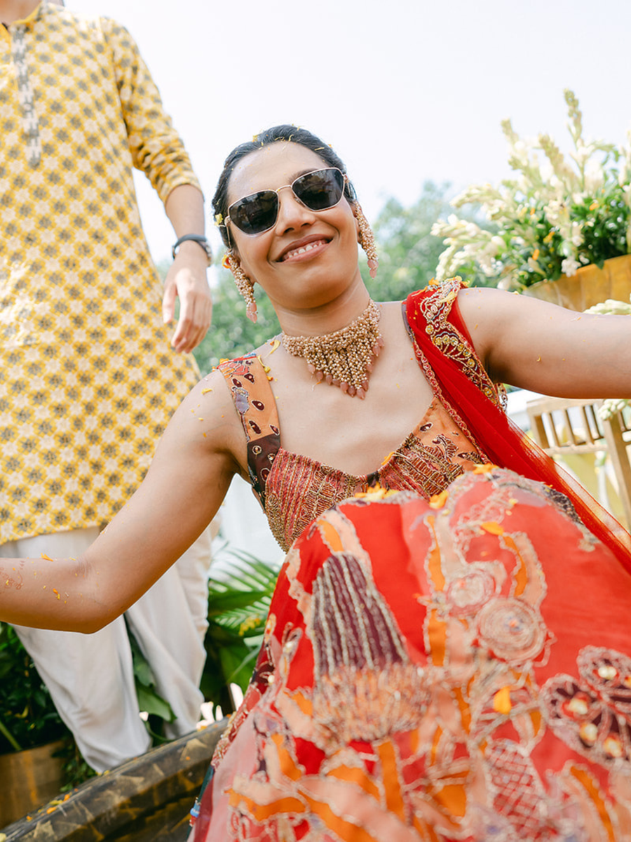 Banika Customised Orange-Gold Statement Jewelry Set FOR MEHENDI