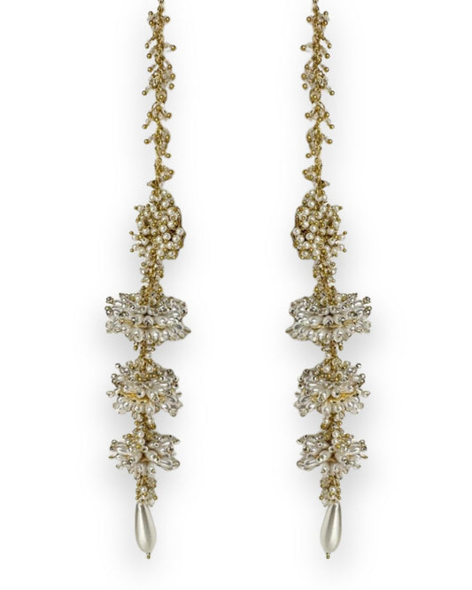 Three Layer Round Ear Chain Earrings Designed On Gold Plated Base Metal Versatile Kaan Chain Earrings