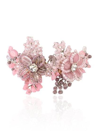 Lilac And Pink Flower  Adjustable Bracelet