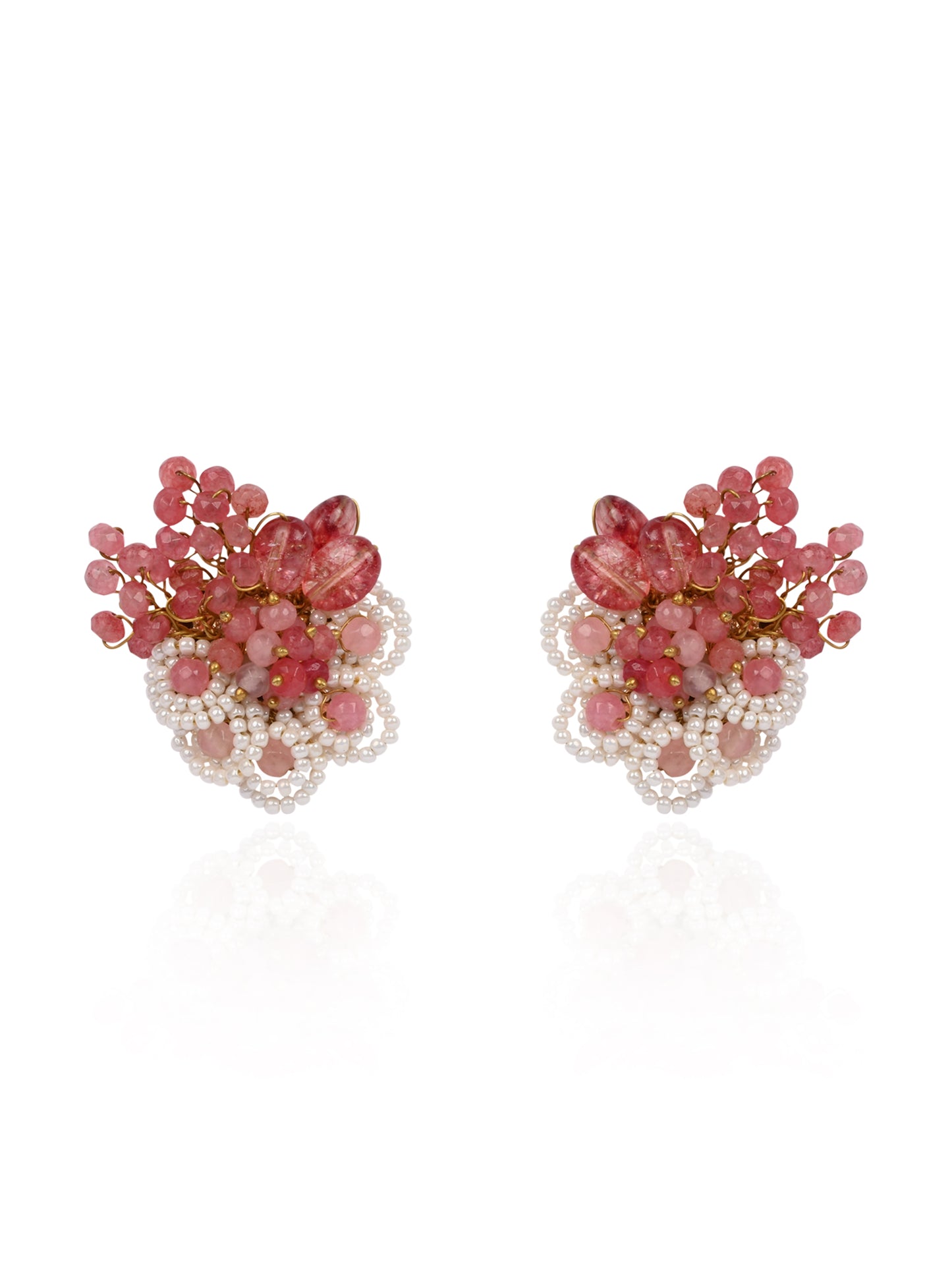 Cherry Red Stone Round Earrings