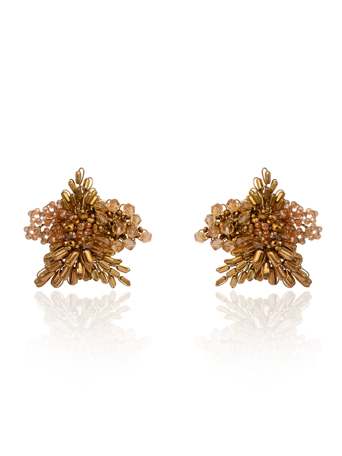 Gold Plated Metallic Abstart Earrings For Ethnic Wedding Look