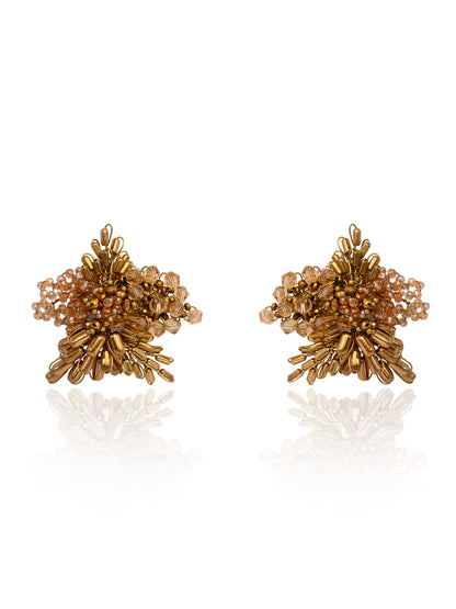 Gold Plated Metallic Abstart Earrings For Ethnic Wedding Look