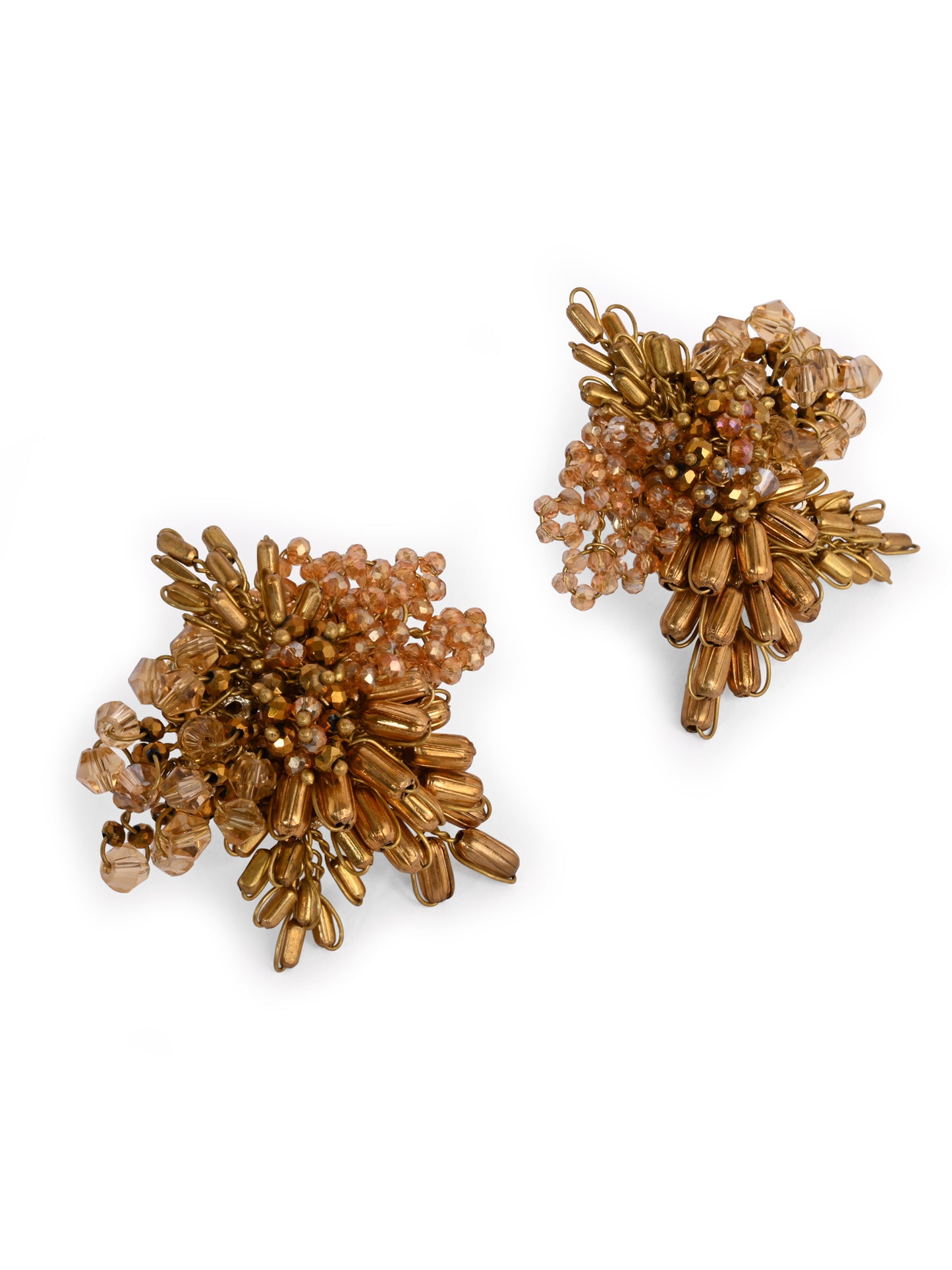 Gold Plated Metallic Abstart Earrings For Ethnic Wedding Look