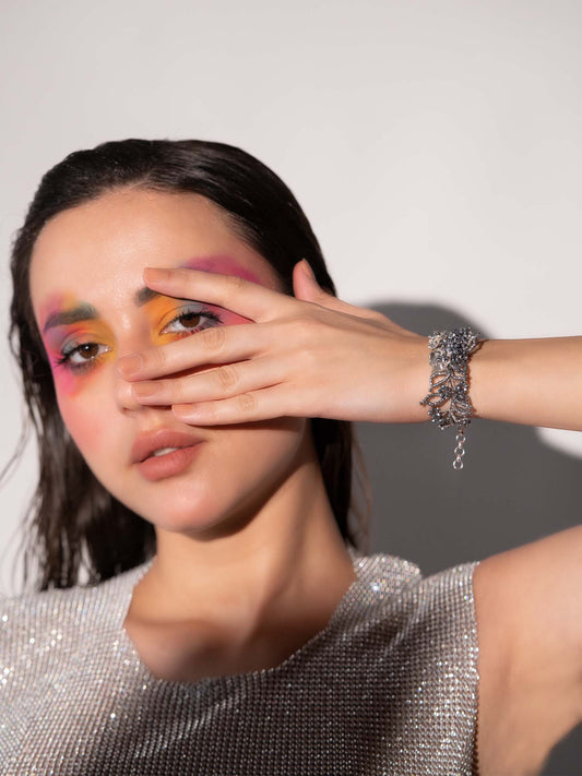 Crystal Calla Silver Bracelet