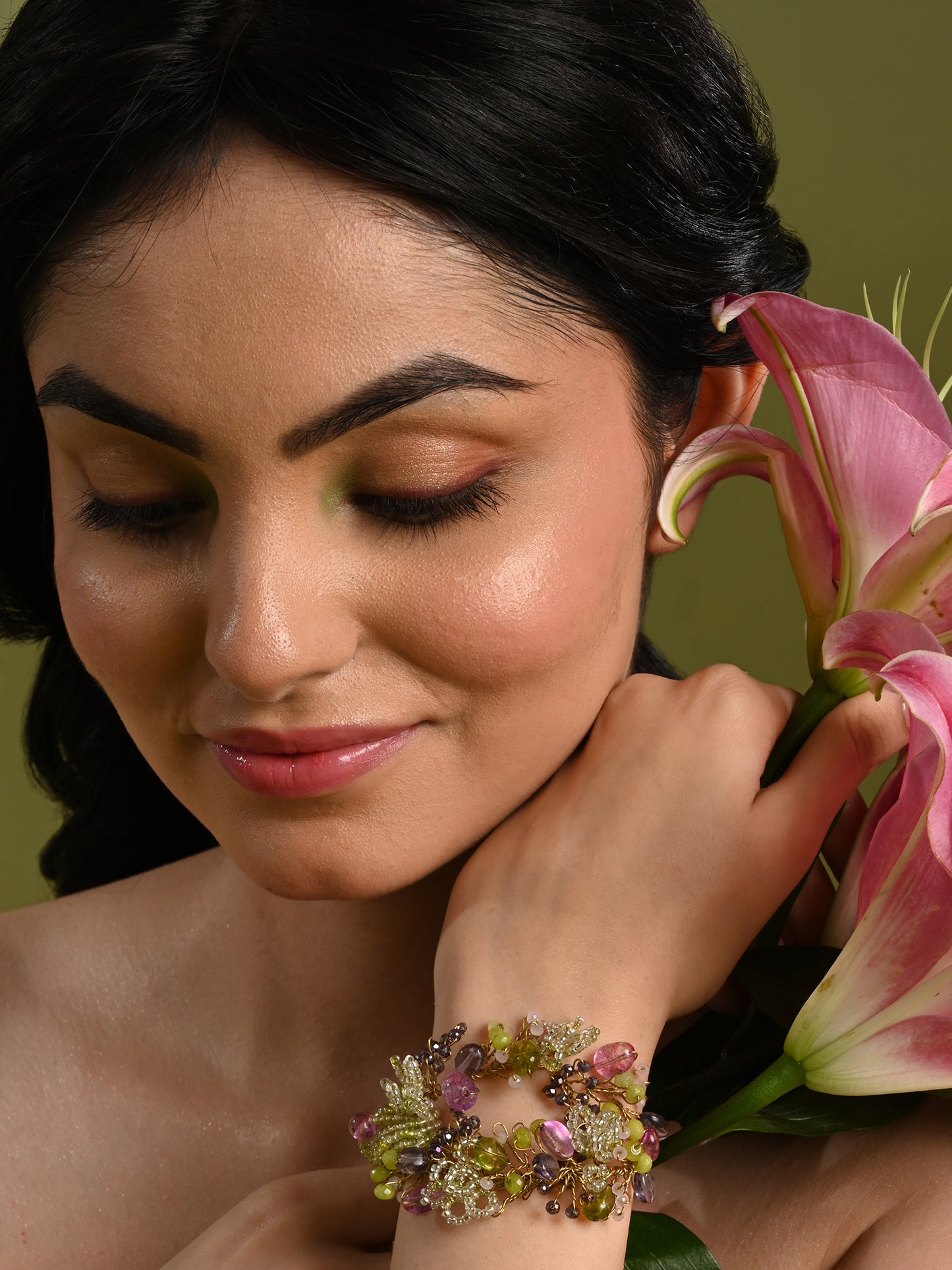 Green Mehendi Stone Beaded Bracelets