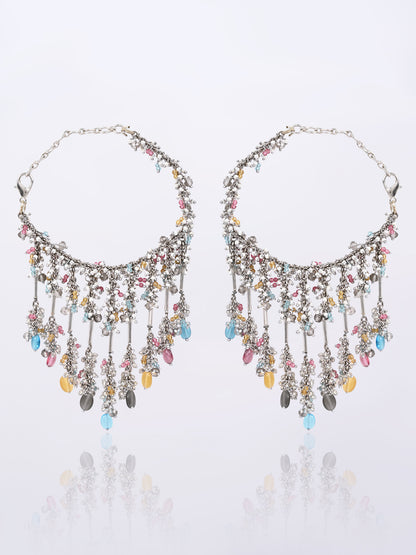 Silver Toned Mini Kaleera With Pearls In The Hangings In Silver Chain