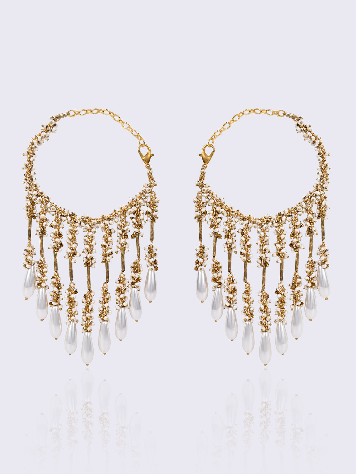 Traditional Mini Kaleera With Hangings In Golden Chain & Beads