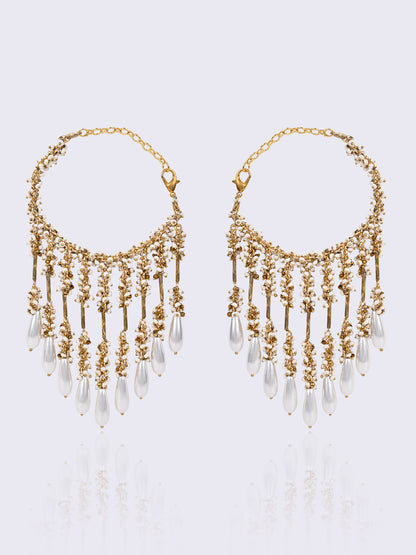 Traditional Mini Kaleera With Hangings In Golden Chain & Beads