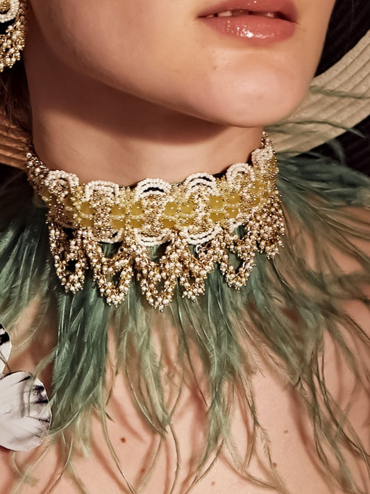 LUNARIA YELLOW CHOKER - House of Doro