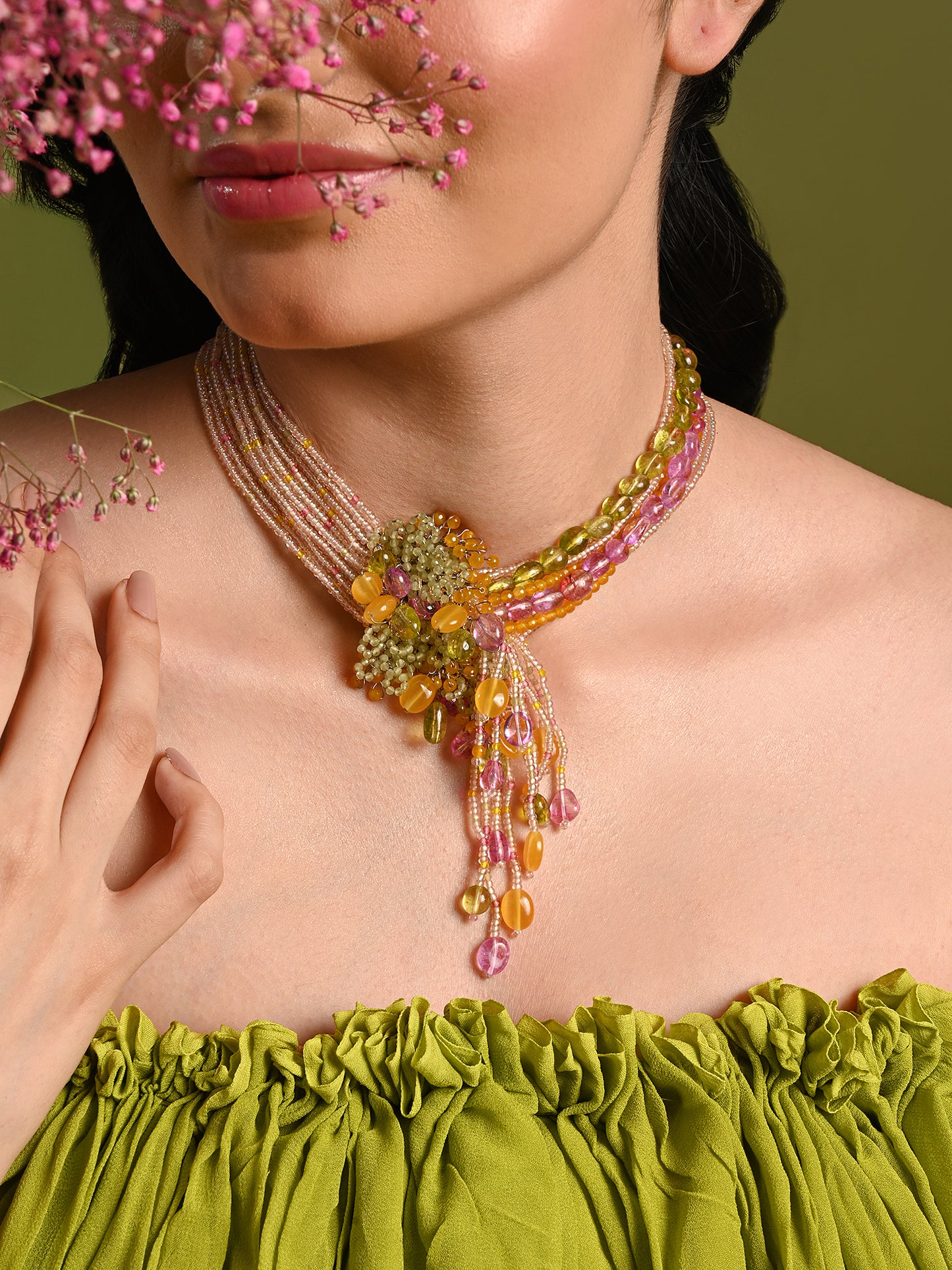 Colourful Stone Beaded Choker For Women