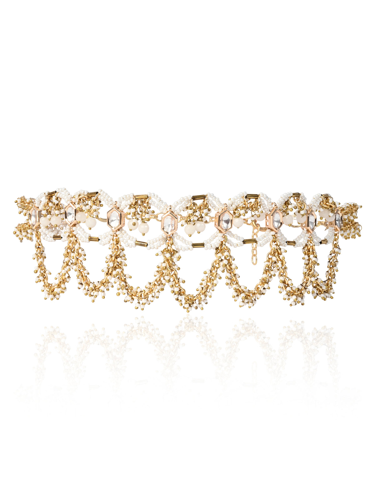 Pearl & Golden Kundan Choker Set Traditional Bridal Necklace Set  Wedding Jewellery for Bride, Bridesmaid & Wedding Guests