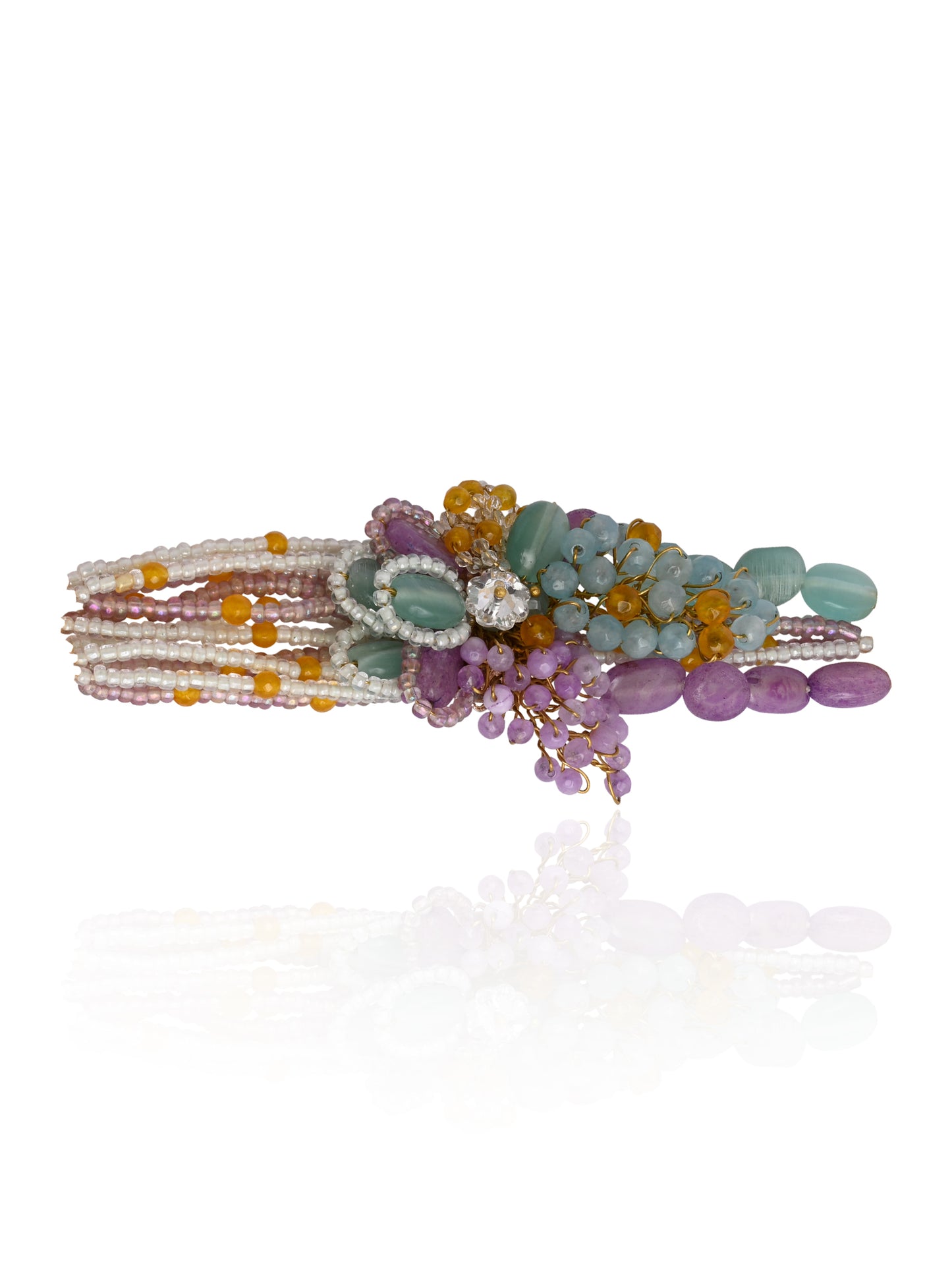 Gold Plated Colourful Stone Adjustable Bracelet For Weddings