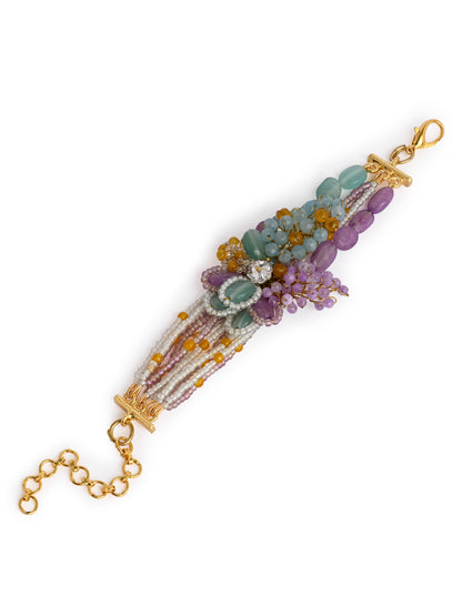 Gold Plated Colourful Stone Adjustable Bracelet For Weddings
