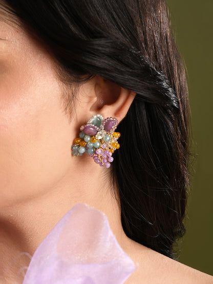 Multicolour Round Floral Stone Earrings