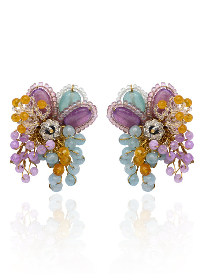 Multicolour Round Floral Stone Earrings