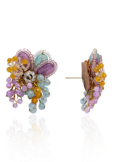 Multicolour Round Floral Stone Earrings