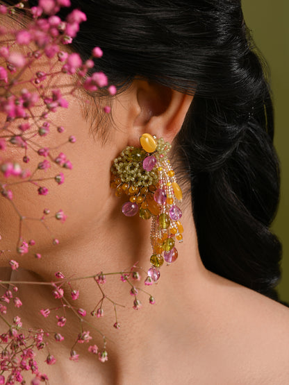 Colourful Stones Small Hanging Wedding Earrings