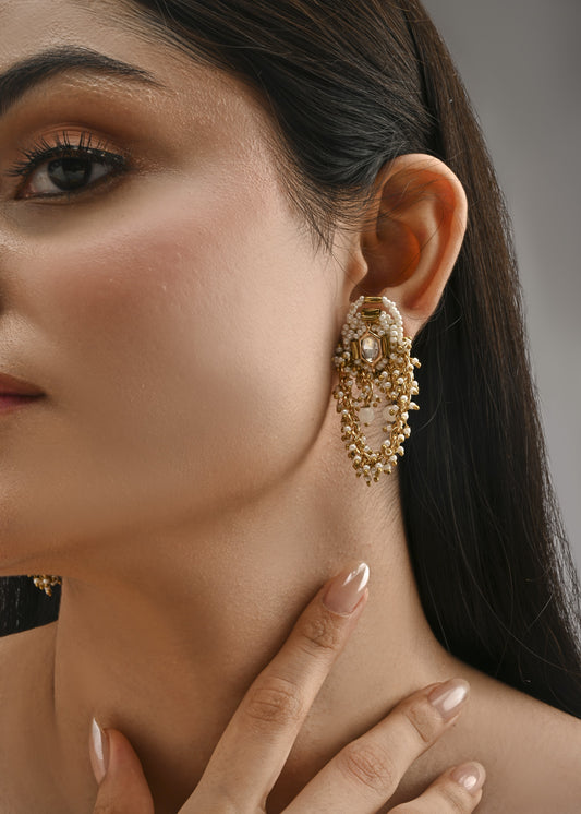 Gold-Toned Kundan Stud Earrings for Women Elegant Traditional Studs for Wedding & Festive Wear
