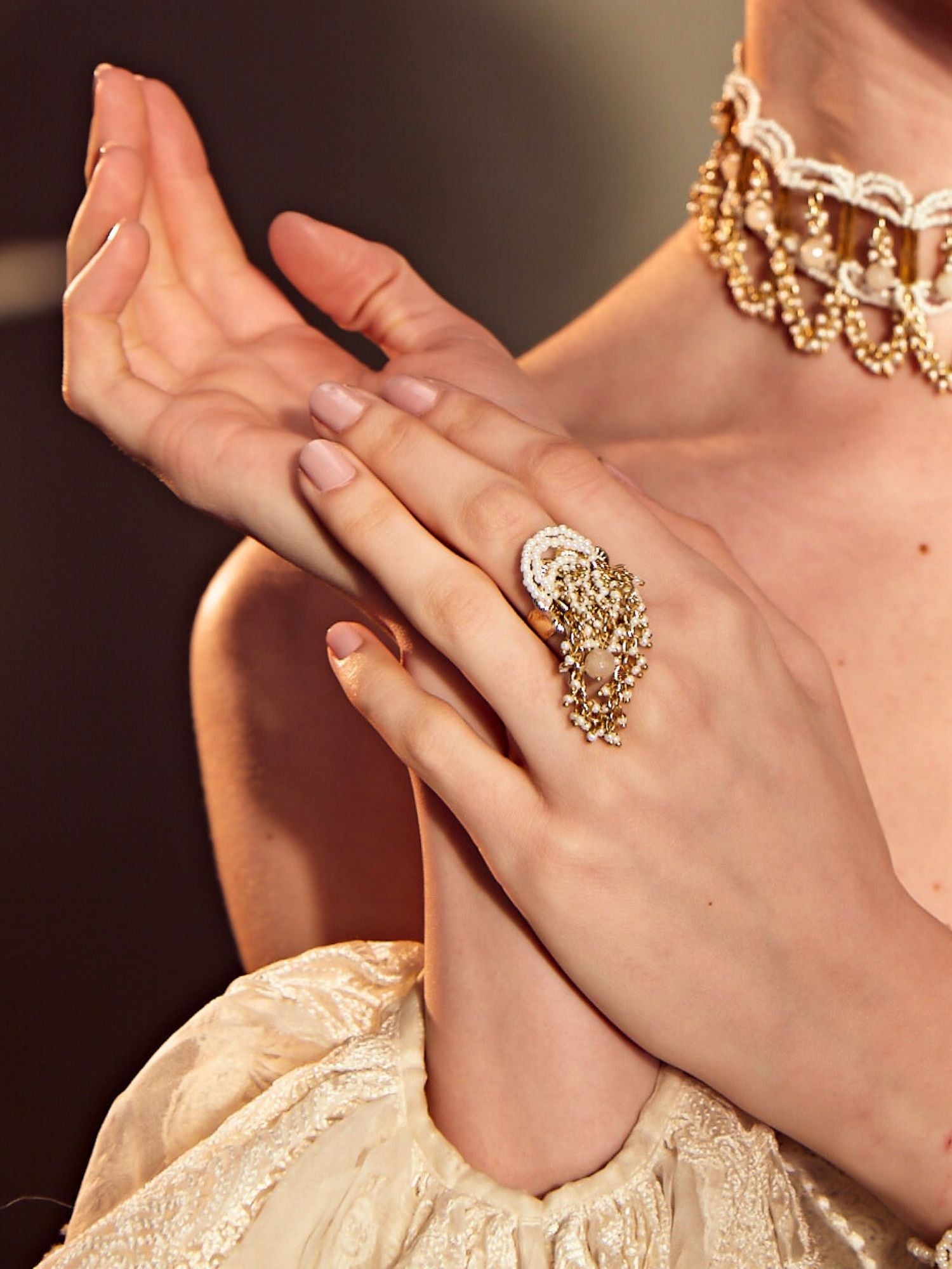 FRILANA WHITE RING - House of Doro