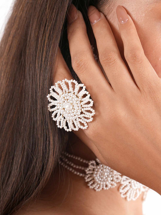 Latica White Finger Ring