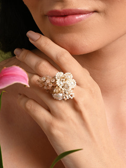 Pearl Peach Finger Rings For Women