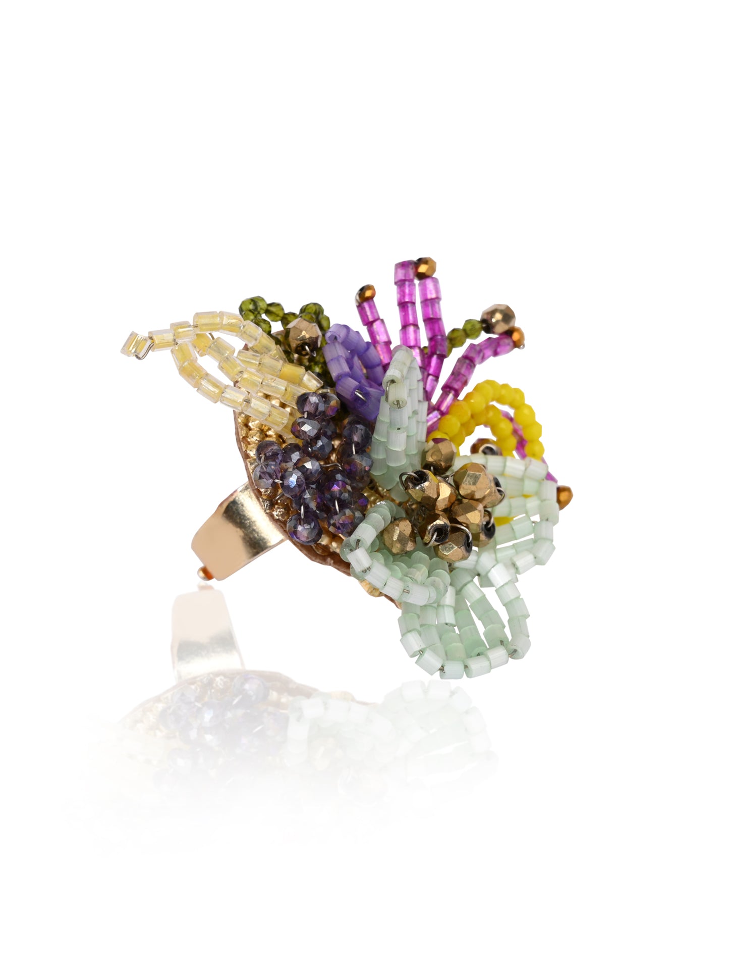 Colourful Crystal Adjustable Ring For Women