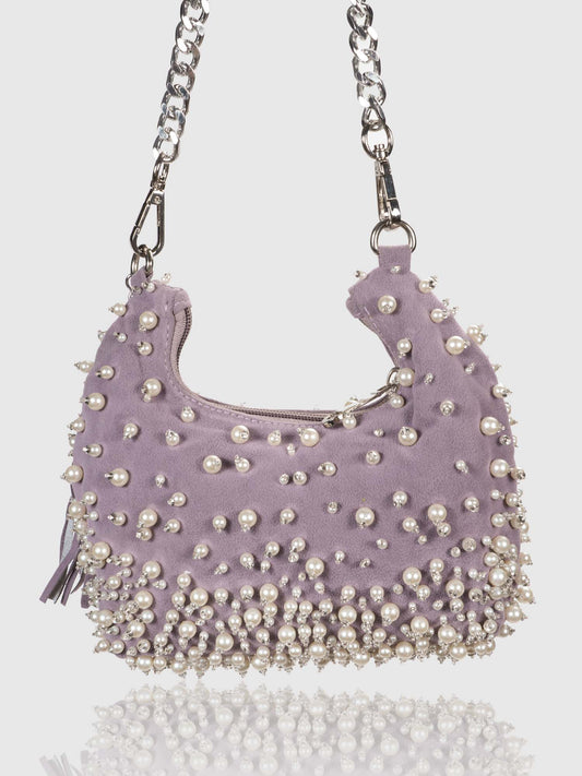 Rhinestone Lilac Pearl Purse