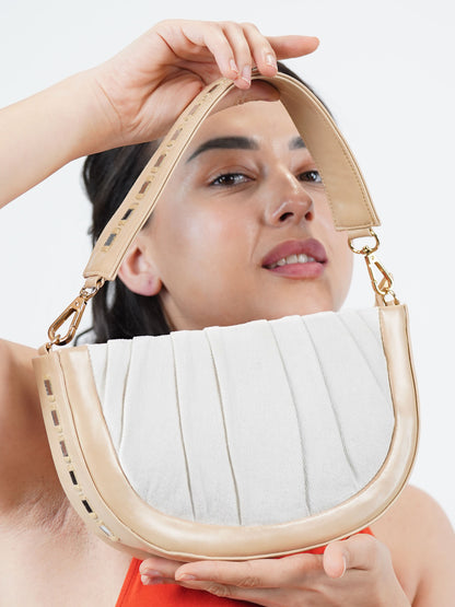 Denim Swagger Shoulder Bag - White