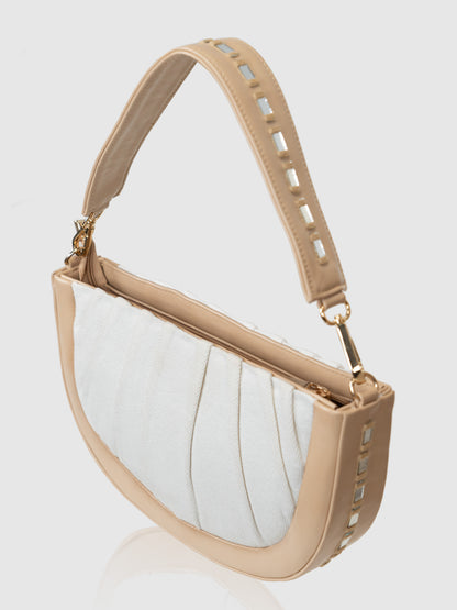 Denim Swagger Shoulder Bag - White