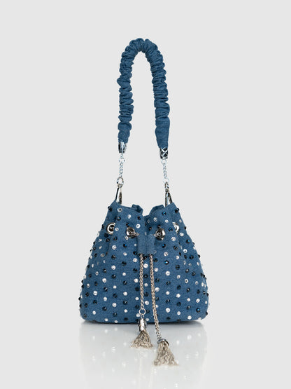Stardust Denim Bucket Bag - Blue