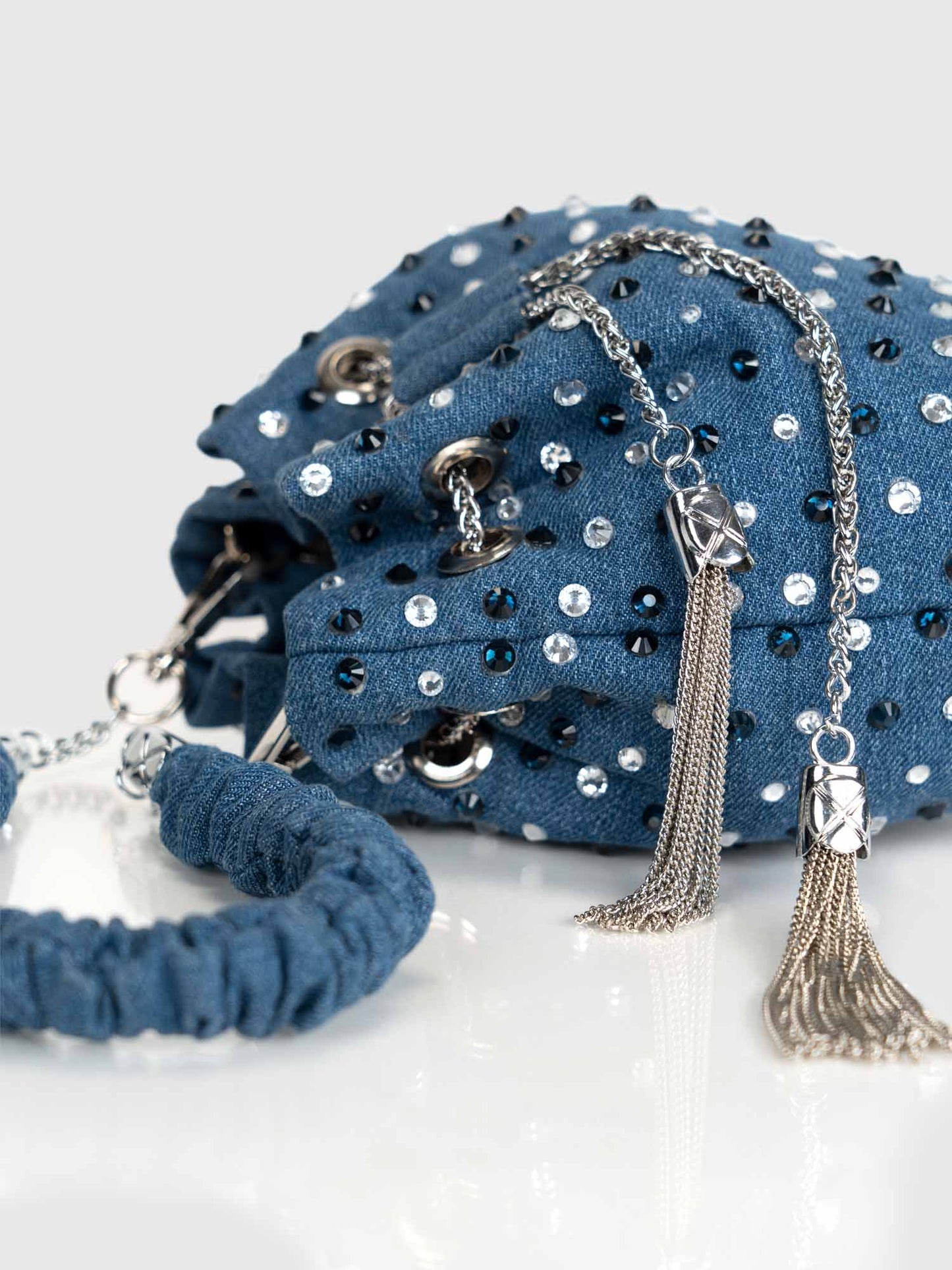 Stardust Denim Bucket Bag - Blue