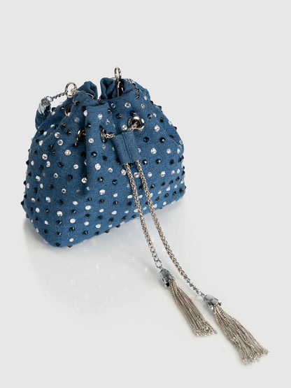 Stardust Denim Bucket Bag - Blue