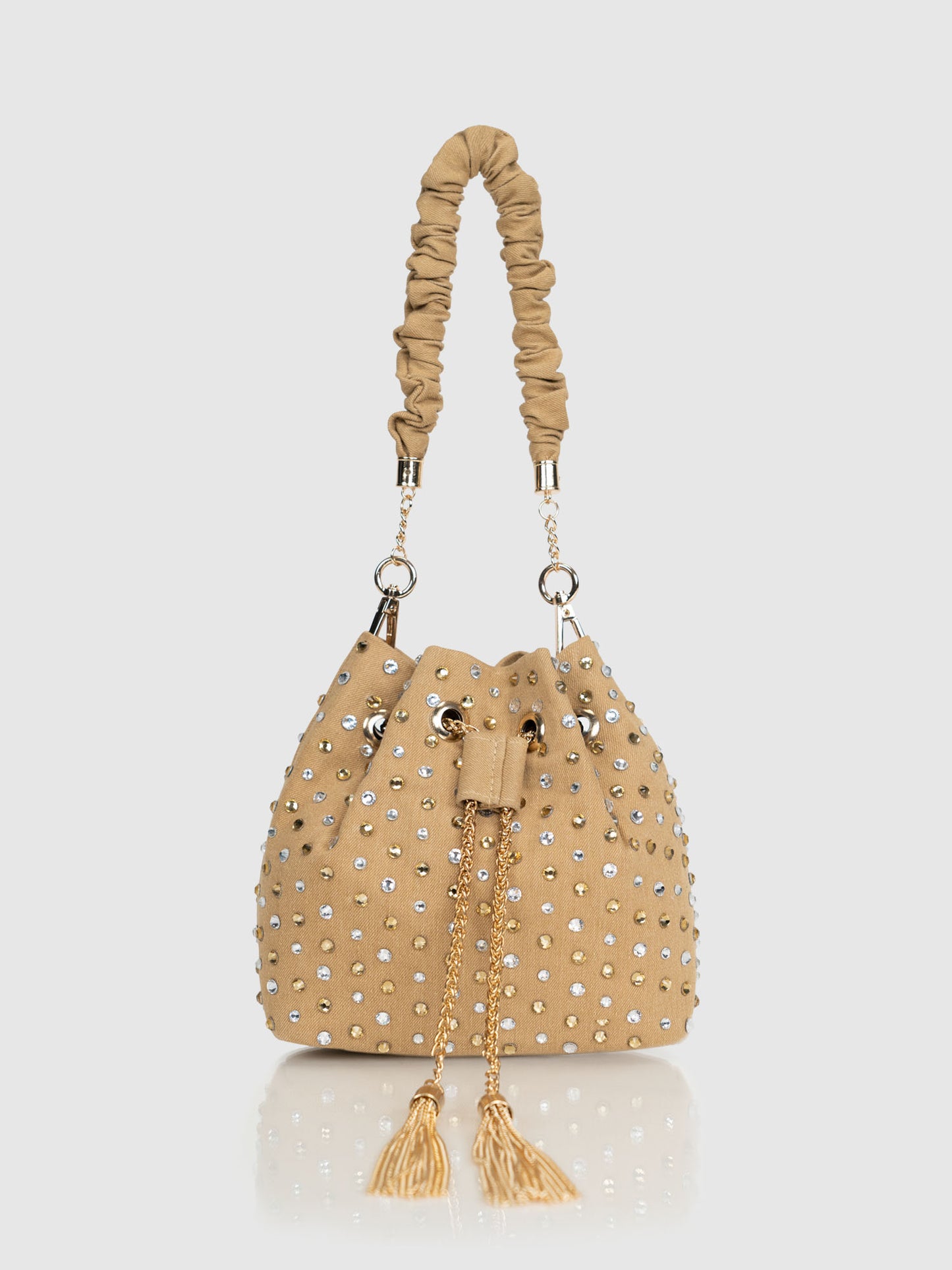 Stardust Denim Bucket Bag - Beige