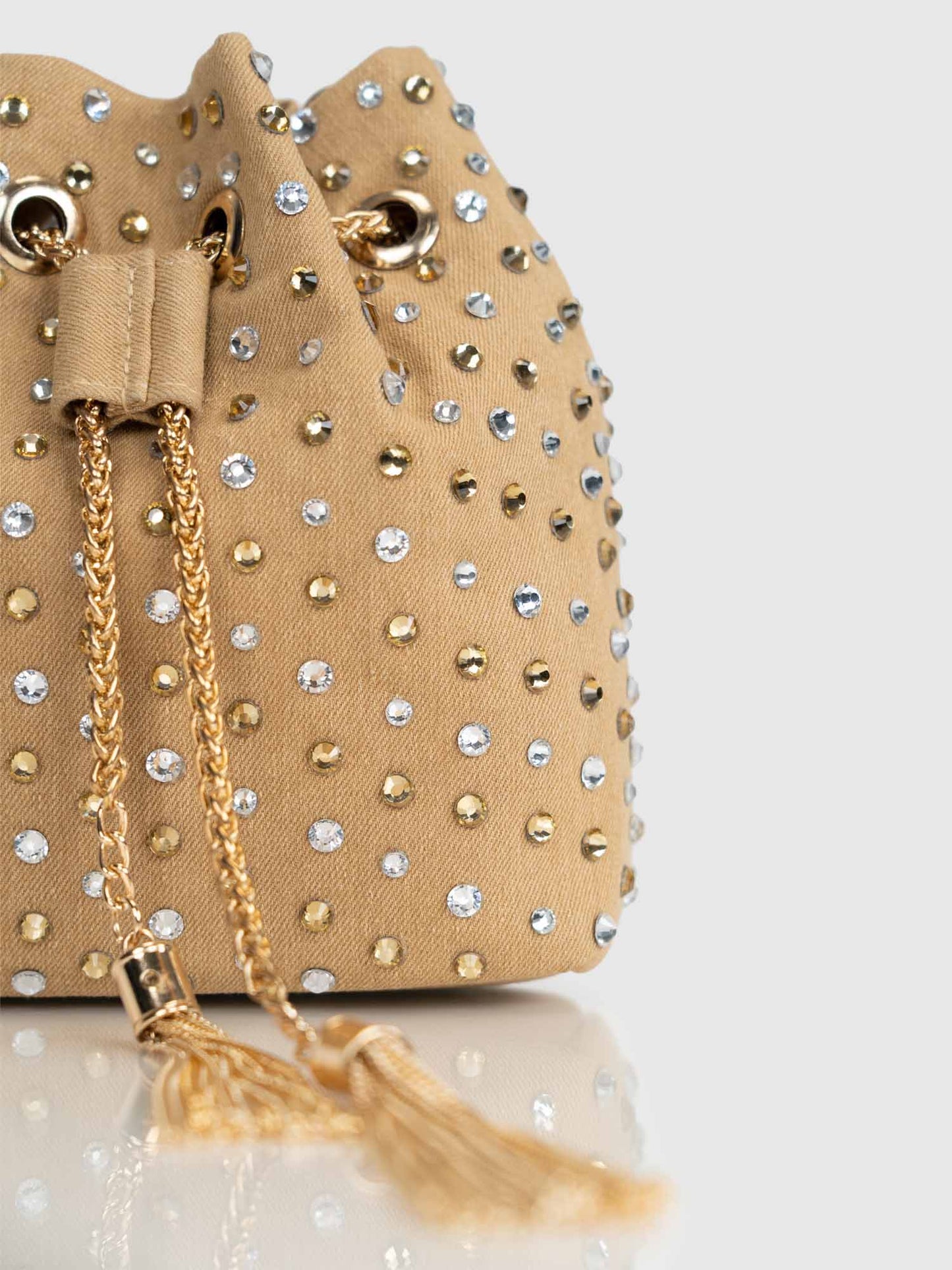 Stardust Denim Bucket Bag - Beige