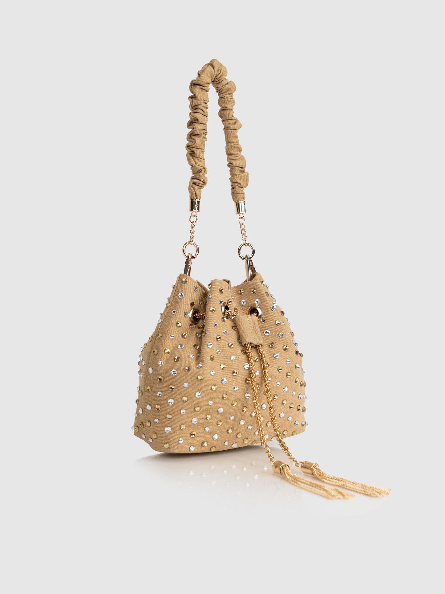 Stardust Denim Bucket Bag - Beige