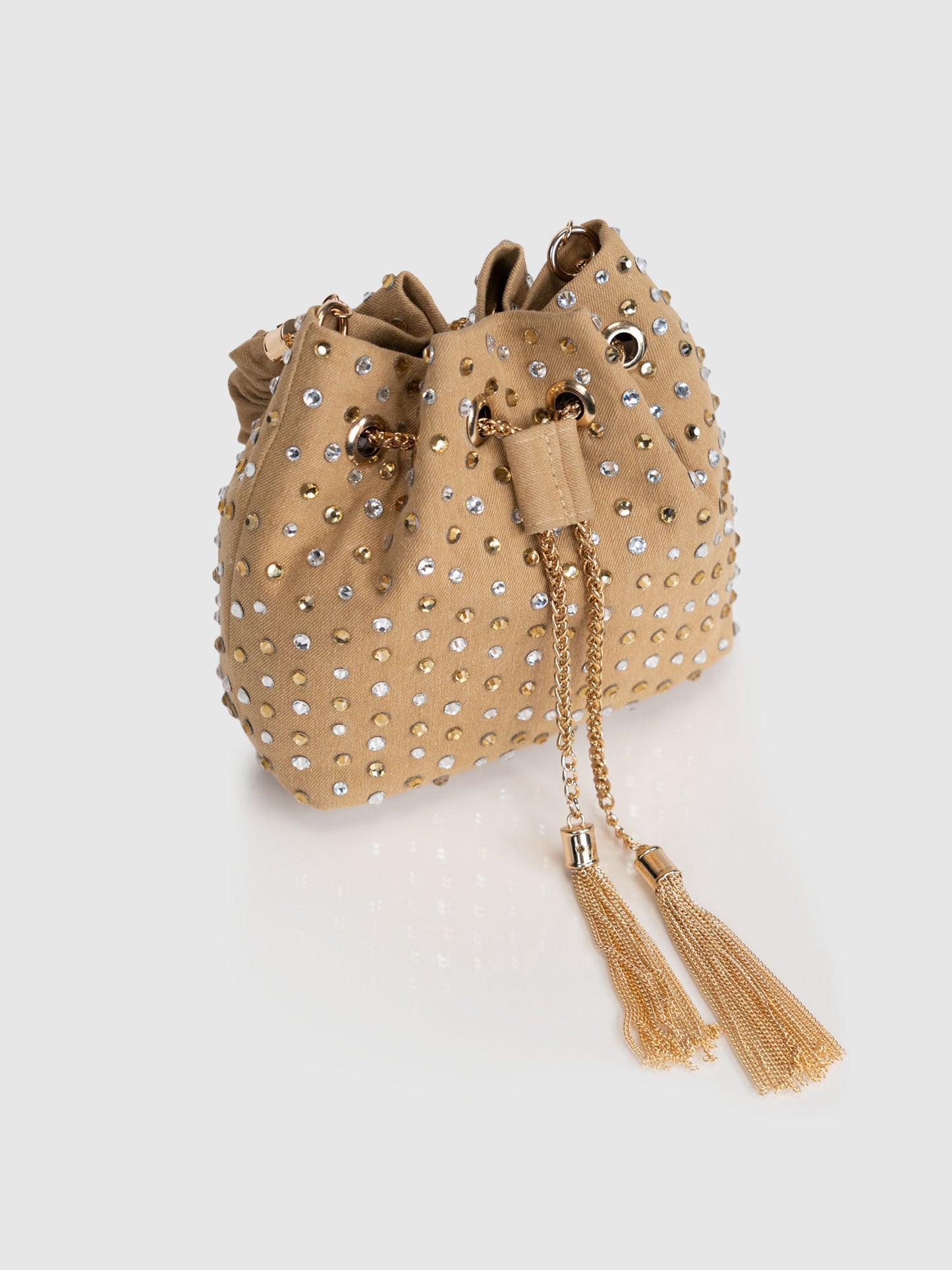 Stardust Denim Bucket Bag - Beige