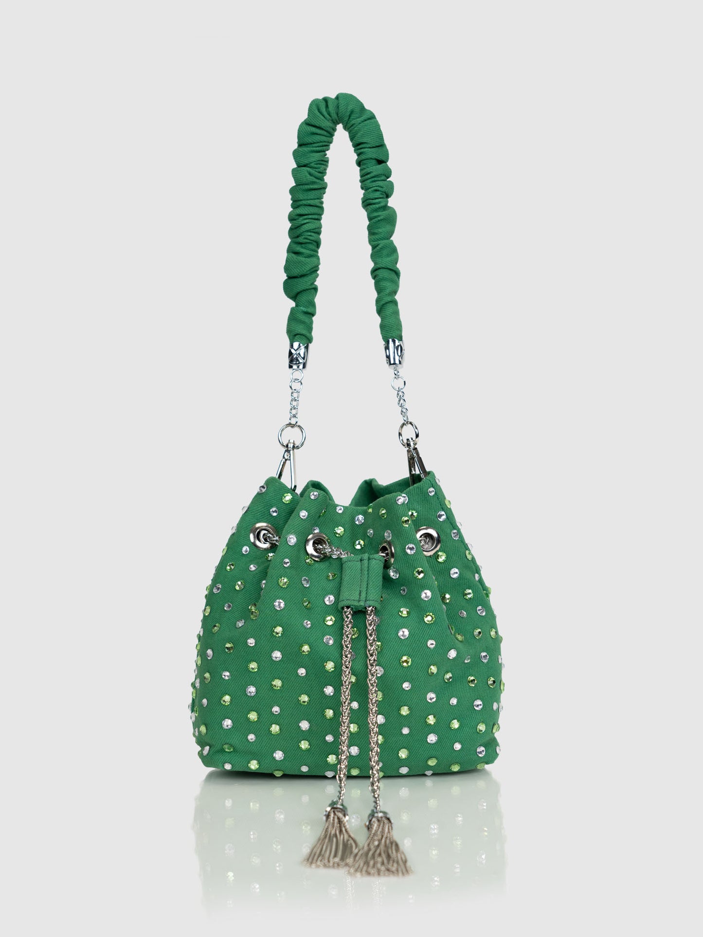 Stardust Denim Bucket Bag - Green