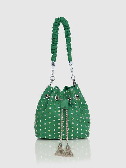 Stardust Denim Bucket Bag - Green