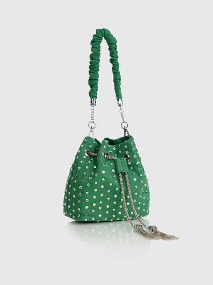 Stardust Denim Bucket Bag - Green